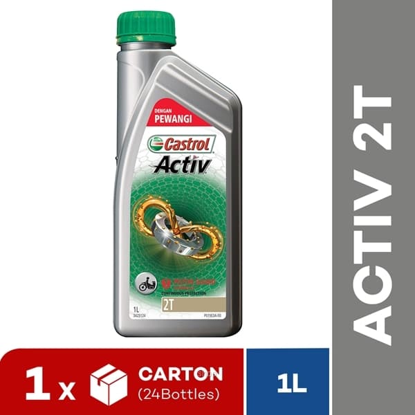 [Carton Packaging] Castrol Activ 2T FC (Fragrance) Dengan Pewangi 1L Engine Oil (24x1L) 1