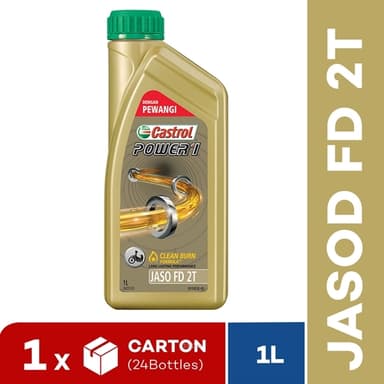 [Carton Packaging] Castrol Power1 2T FD (Fragrance) Dengan Pewangi 1L Engine Oil (24x1L)