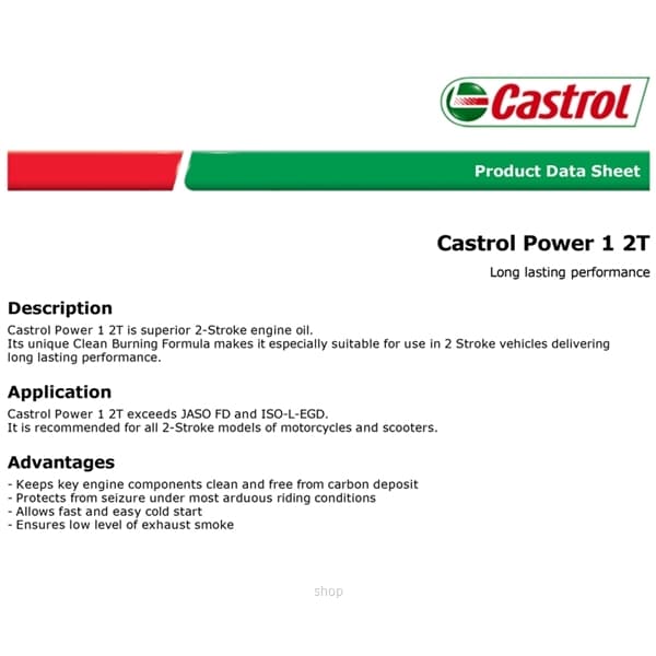 [Carton Packaging] Castrol Power1 2T FD (Fragrance) Dengan Pewangi 1L Engine Oil (24x1L) 2