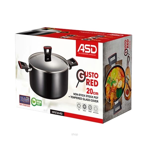 [Clearance] ASD 20cm Teflon Non-Stick Stock Pot - HP8720-RD 2