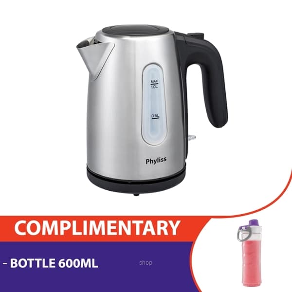 Phyliss 1L Stainless Steel Jug Kettle - PKS-1010 (Complimentary Bottle) 1