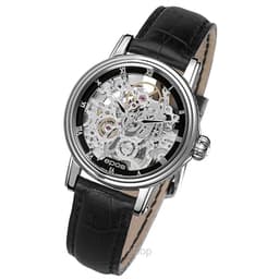 Epos Ladies Skeleton Watch Black Roman Leather - 4390SK 1