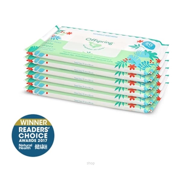 Offspring Baby Wipes 20ct 6-Pack (Bundle) - WP-OI-BWP-20CTS-6P 1