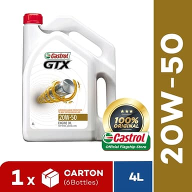 [Carton Packaging] Castrol GTX 20W-50 Engine Oil For Petrol & Diesel Cars (6X4L)