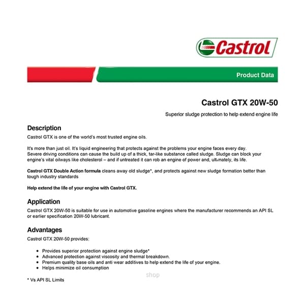 [Carton Packaging] Castrol GTX 20W-50 Engine Oil For Petrol & Diesel Cars (6X4L) 2