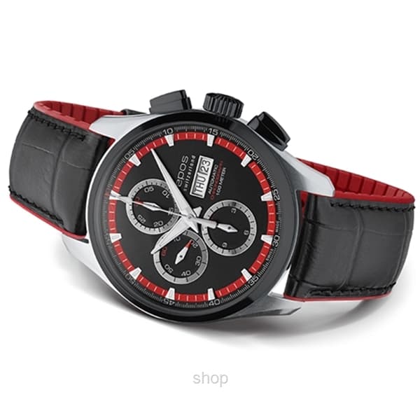 Epos Sportive Gent Steel-Black PVD Red Rubber-Leather Watch - 3433 2