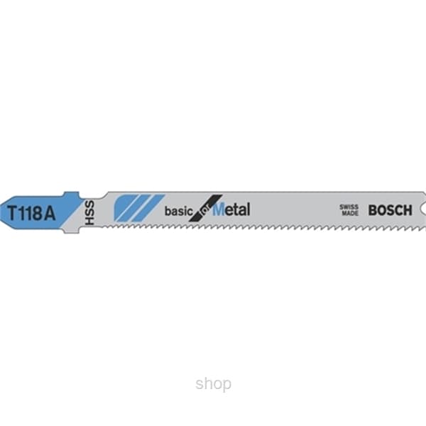 Bosch Jigsaw Blade T 118 A Basic for Metal (Straight cut very thin materials 1.5-3.0 mm) (5 pcs card) - 2608631013 1