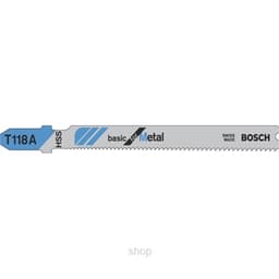 Bosch Jigsaw Blade T 118 A Basic for Metal (Straight cut very thin materials 1.5-3.0 mm) (5 pcs card) - 2608631013 1