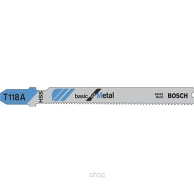 Bosch Jigsaw Blade T 118 A Basic for Metal (Straight cut very thin materials 1.5-3.0 mm) (5 pcs card) - 2608631013