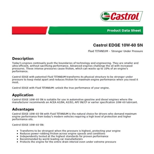 [Carton Packaging] Castrol EDGE 10W-60 SN Engine Oils (6X4L) 2