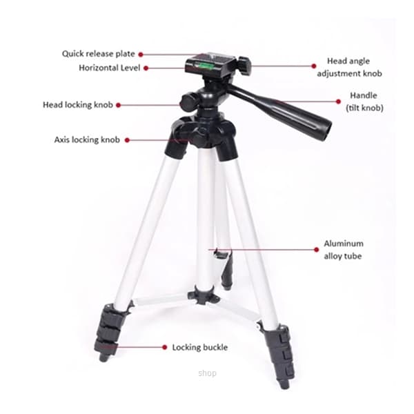 3110 Tripod Lightweight Camera Stand With Three-Dimensional Head and Phone Holder Black 4