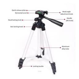 3110 Tripod Lightweight Camera Stand With Three-Dimensional Head and Phone Holder Black 4
