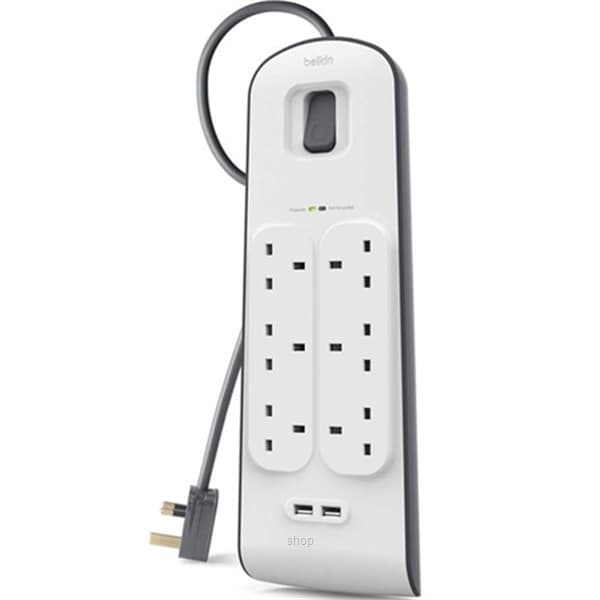 Belkin 6 Way Surge+2.4A USB Protector 2M - BSV604sa2M 1