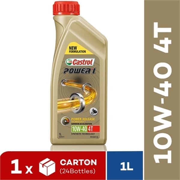 [Carton Packaging] Castrol POWER1 4T 10W-40 Synthetic Technology for Bikes (24X1L) 1