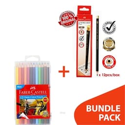[BUNDLE] Faber-castell Tri-grip 2b Gold Pencil 12pcs + Colour Pencil Classic 12L In Slim-flexi Case 1