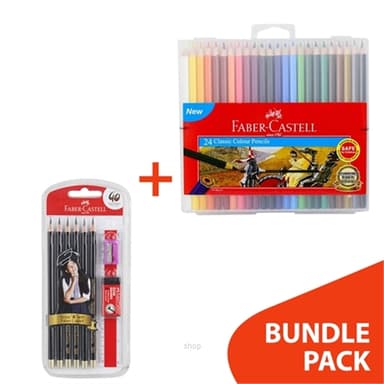 [BUNDLE] Faber-castell Colour Pencil Classic 24l In Slim-flexi Case + Tri-grip 2b Score A Set