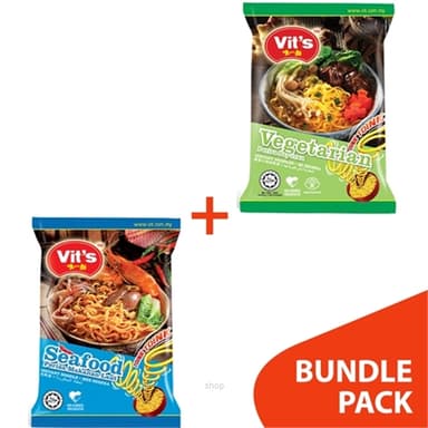 [Bundle] Vits Vegetarian Instant Noodles (5's+78gmx2) + Seafood Instant Noodles (5's+78gmx2)