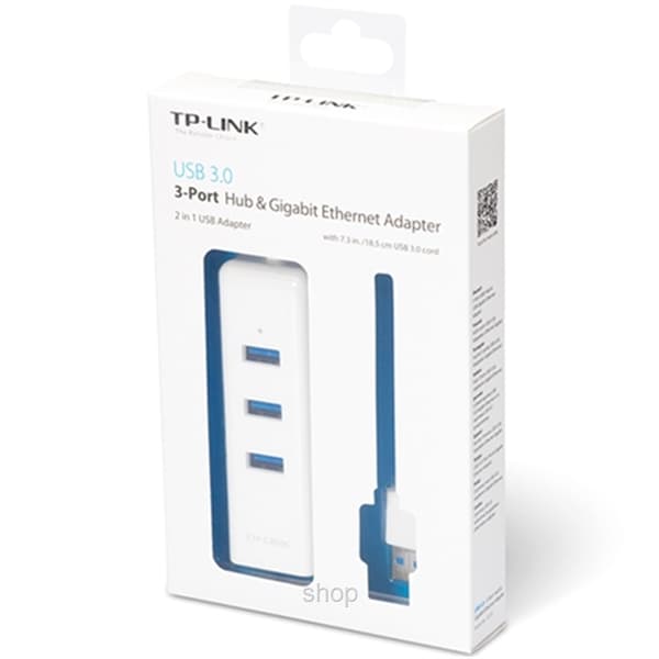 TP-Link USB 3.0 3-Port Hub & Gigabit Ethernet Adapter 2 in 1 USB Adapter - UE330 3