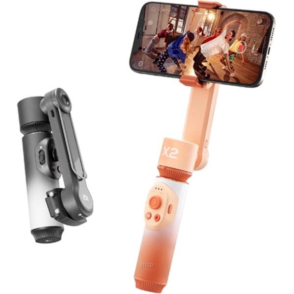 Zhiyun Tech Smooth-X2 Black/Orange Smartphone Gimbal Stabilizer 2 Axis Travel Size Selfie Stick Gimbal 3