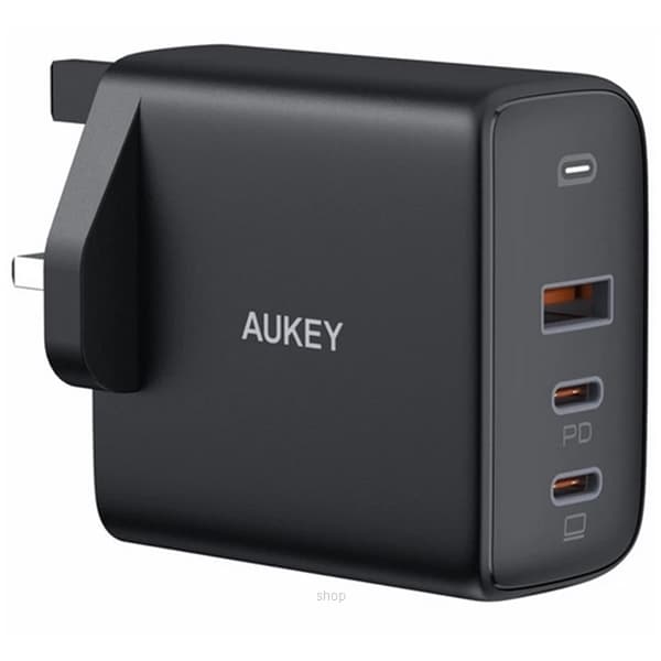 Aukey PA-B6S Omnia 90W 3-Port MacBook Pro Charger with GaN Fast Technology, PD Charger USB C Fast Charger USB C Laptop Charger 1