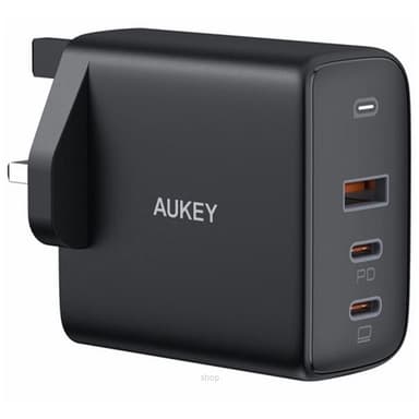 Aukey PA-B6S Omnia 90W 3-Port MacBook Pro Charger with GaN Fast Technology, PD Charger USB C Fast Charger USB C Laptop Charger