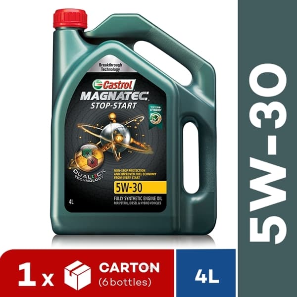 [Carton Packaging] Castrol MAGNATEC Stop-Start 5W-30 for Petrol, Diesel, and Hybrid Vehicles (4LX6) 1