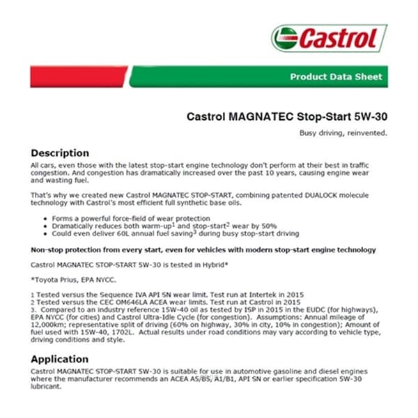 [Carton Packaging] Castrol MAGNATEC Stop-Start 5W-30 for Petrol, Diesel, and Hybrid Vehicles (4LX6) 2