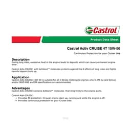 [Carton Packaging] Castrol Activ Cruise 4T 15W-50 Continuous Protection for 4-Stroke Motorcycles (24X1L) 2