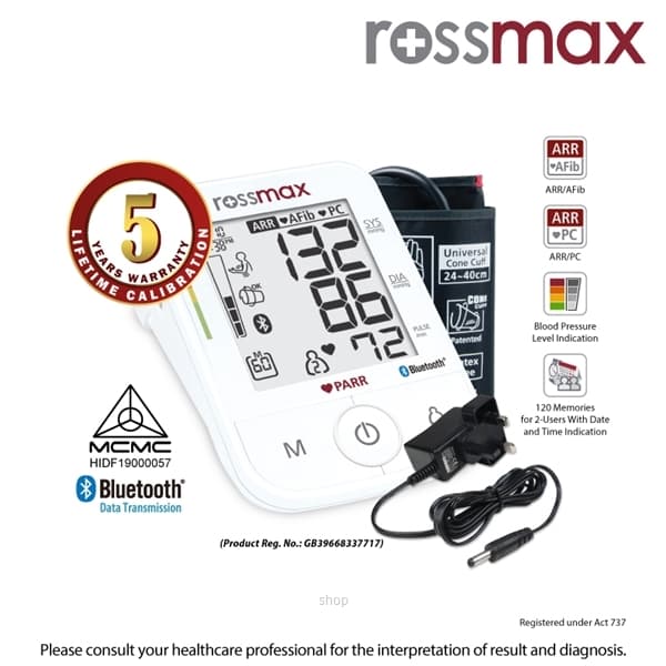 Rossmax "PARR" Automatic Blood Pressure Monitor with Bluetooth - X5-BT 1
