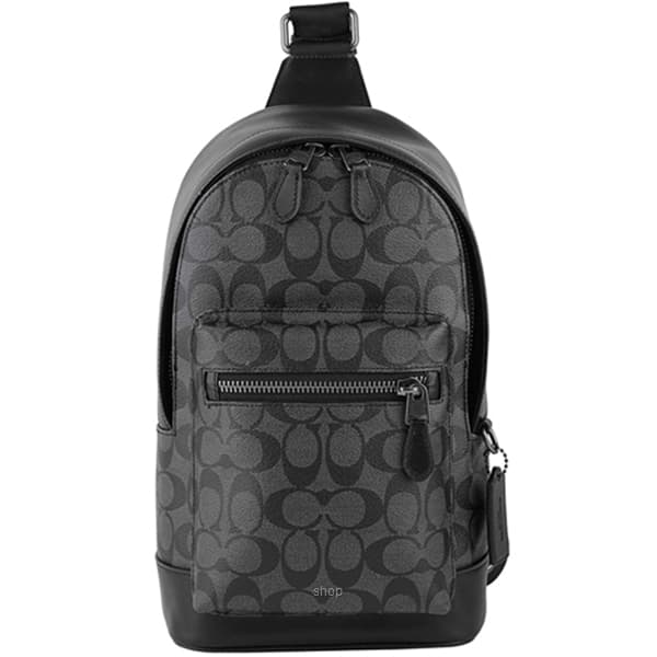 Coach Mens West Pack In Signature Canvas - Black 1