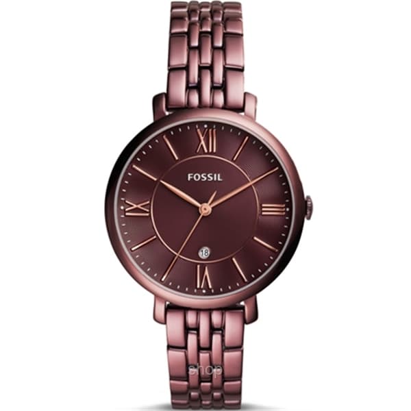 Fossil ES4100 Women Jacqueline Three-Hand Date Wine Stainless Steel Watch 1