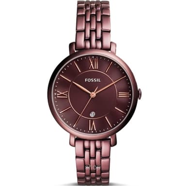 Fossil ES4100 Women Jacqueline Three-Hand Date Wine Stainless Steel Watch