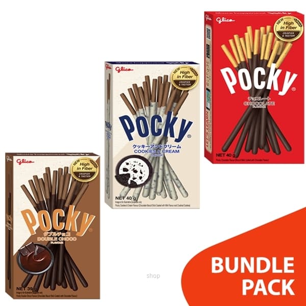 [Bundle] Glico Pocky Choco Mix & Match (Chocolate 2's x 40gm + Cookies & Cream 2's x 40gm + Double Choco 2's x 39gm) 1