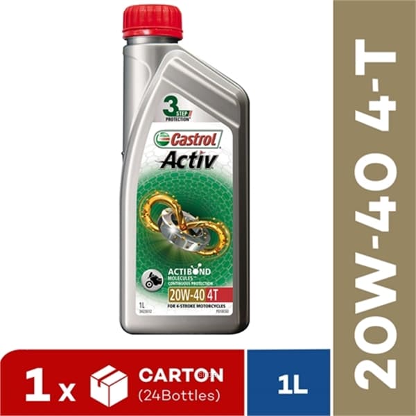 [Carton Packaging] Castrol Activ 4T 20W-40 Continuous Protection for 4-Stroke Motorcycles (24X1L) 1