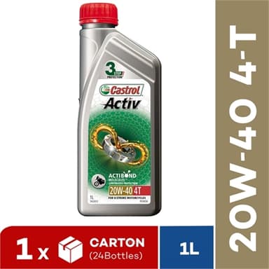 [Carton Packaging] Castrol Activ 4T 20W-40 Continuous Protection for 4-Stroke Motorcycles (24X1L)