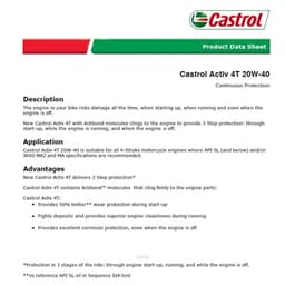 [Carton Packaging] Castrol Activ 4T 20W-40 Continuous Protection for 4-Stroke Motorcycles (24X1L) 2