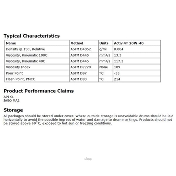 [Carton Packaging] Castrol Activ 4T 20W-40 Continuous Protection for 4-Stroke Motorcycles (24X1L) 3