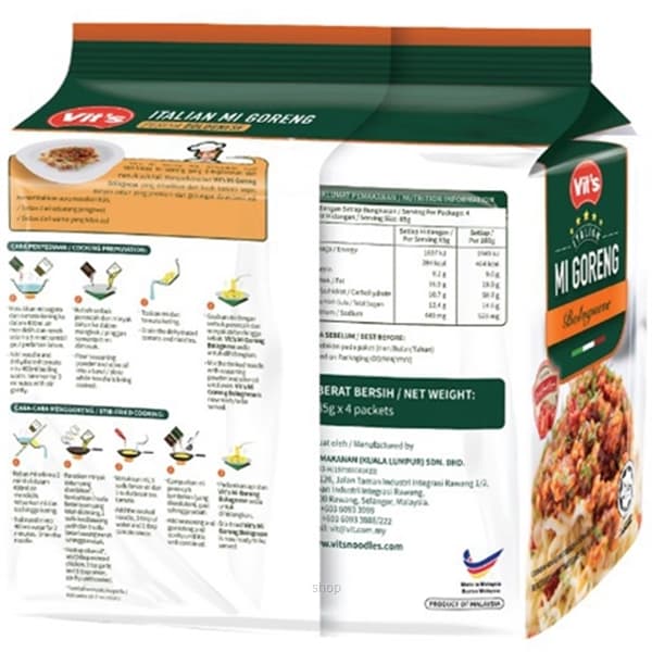 Vits Italian Mi Goreng Bolognese Flavour 4 Packets x 85g 2