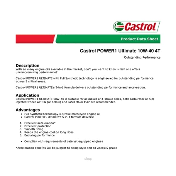 Castrol POWER1 Ultimate 10W-40 4T 1L 2