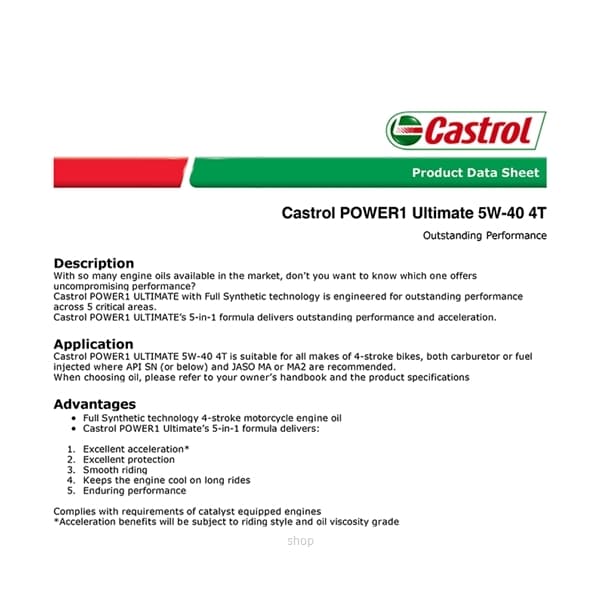 [Carton Packaging] Castrol POWER1 Ultimate 5W-40 4T 1L 2