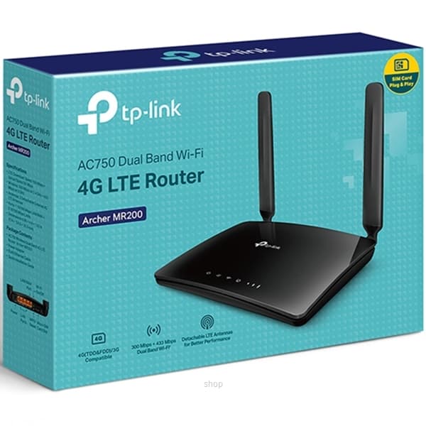 TP-Link AC750 Wireless Dual Band 4G LTE Router with Sim Insertion - Archer-MR200 4