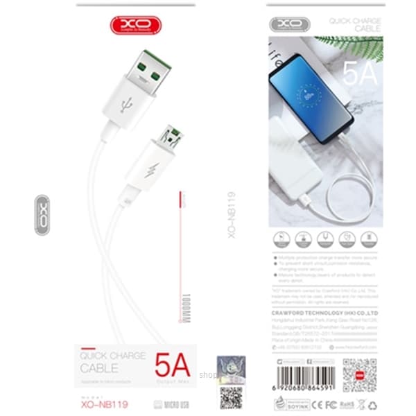 XO 5A Micro USB Super Fast Charging & Data Cable - NB119M 3