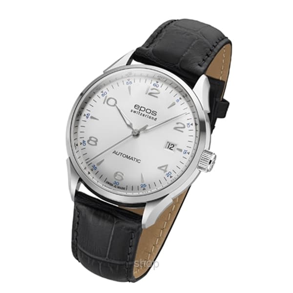 Epos Originale Gent Steel Silver Leather Watch - 3427 1
