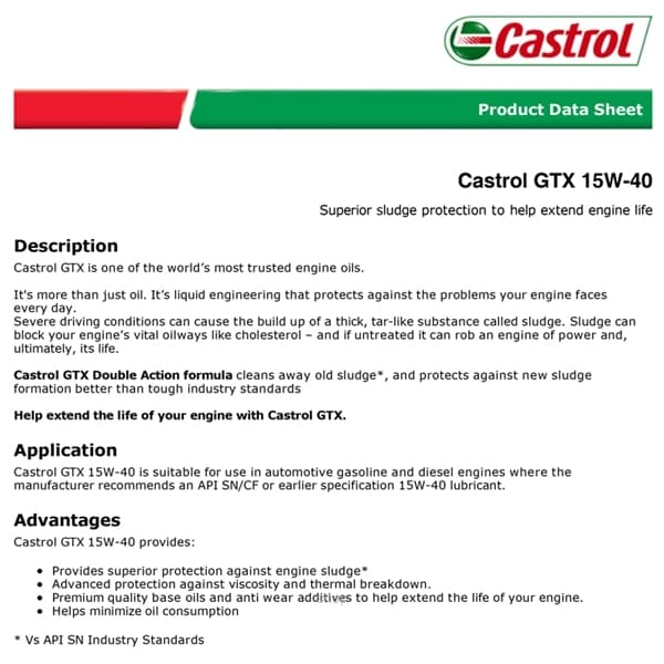 [Carton Packaging] Castrol GTX 15W-40 4L Superior Sludge Protection (6X4L) 2