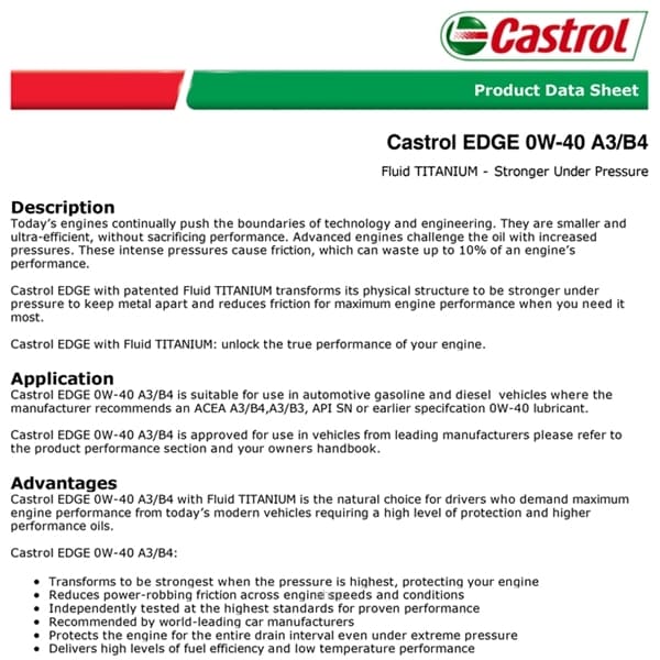[Carton Packaging] Castrol Edge 0W-40 A3/B4 4L Fluid Titanium (6X4L) - 3422680 2