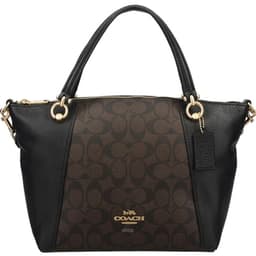Coach Kacey Satchel In Blocked Signature Canvas - Dark Brown 1