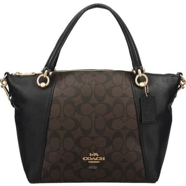 Coach Kacey Satchel In Blocked Signature Canvas - Dark Brown