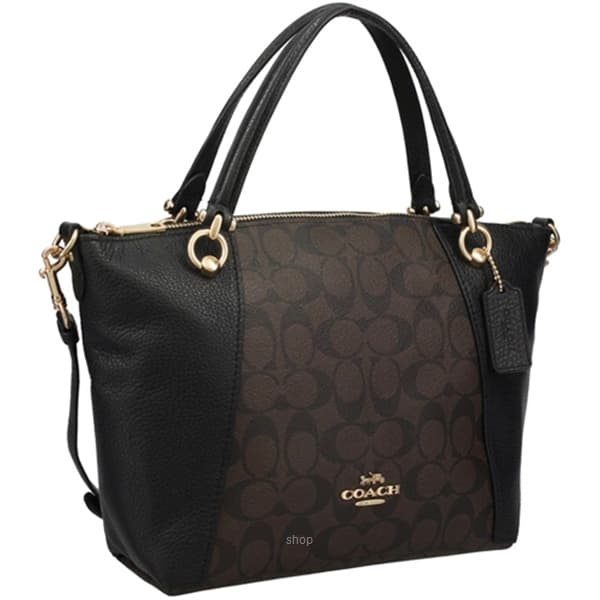 Coach Kacey Satchel In Blocked Signature Canvas - Dark Brown 2