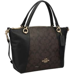 Coach Kacey Satchel In Blocked Signature Canvas - Dark Brown 2