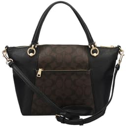 Coach Kacey Satchel In Blocked Signature Canvas - Dark Brown 3